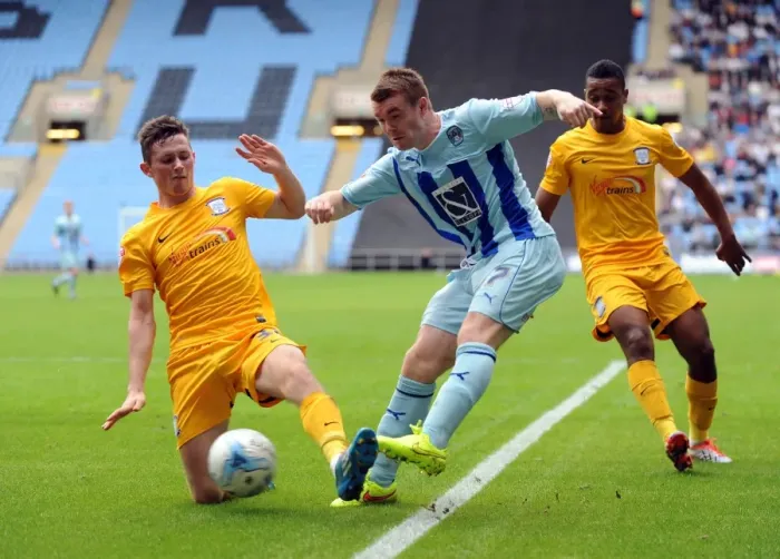 Framed Print : Clash at the Ricoh: John Fleck vs Alan Browne - A Battle for Supremacy in Coventry City vs Preston North End Framed Print : Clash at the Ricoh: John Fleck vs Alan Browne - A Battle for Supremacy in Coventry City vs Preston North End