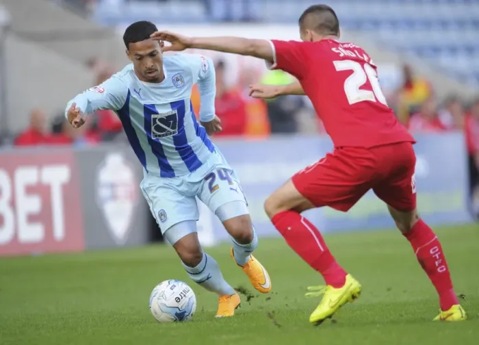 Framed Print : Clash at the Ricoh: Jordan Clarke vs Mat Sadler - Sky Bet League One Showdown Framed Print : Clash at the Ricoh: Jordan Clarke vs Mat Sadler - Sky Bet League One Showdown