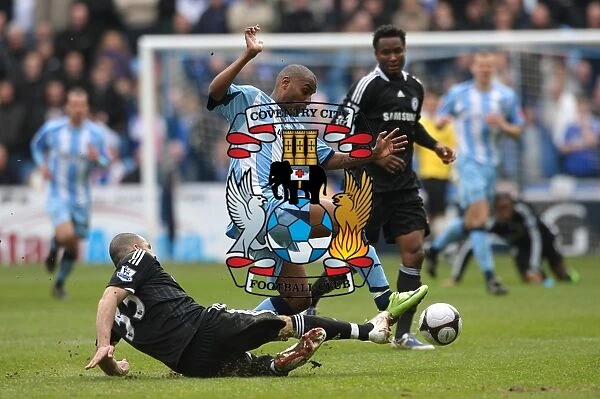 Clinton Morrison Leaps Over Chelsea's Alex in FA Cup Sixth Round Showdown at Ricoh Arena