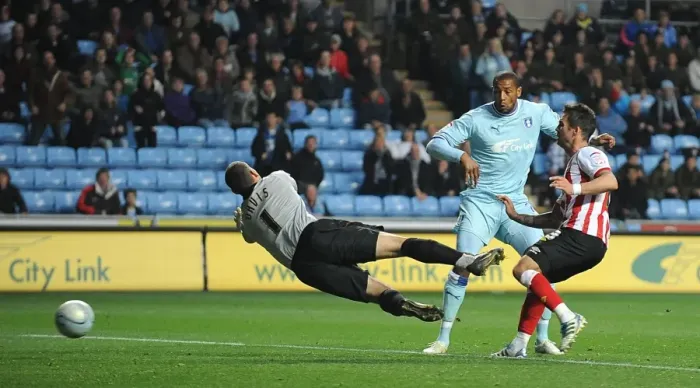 Framed Print : Clive Platt Scores Coventry City's Second Goal vs. Southampton (Npower Championship, 05-11-2011, Ricoh Arena) Framed Print : Clive Platt Scores Coventry City's Second Goal vs. Southampton (Npower Championship, 05-11-2011, Ricoh Arena)