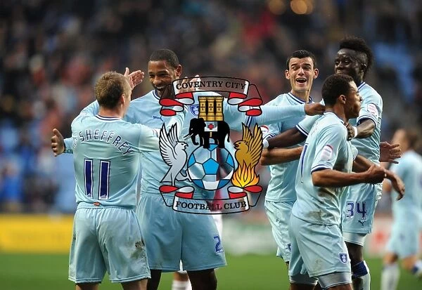 Clive Platt's First Goal for Coventry City: Celebrating with Team Mates Against West Ham United (November 19, 2011)