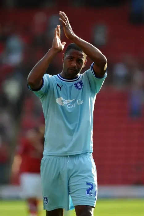 Framed Print : Clive Platt's Heartfelt Applause: Coventry City's Victory at Oakwell Stadium (Barnsley v Coventry City, Npower Football League Championship - 01-10-2011)