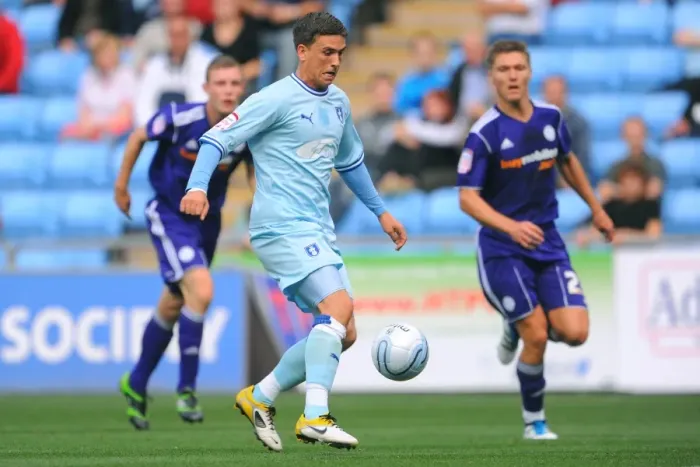 Framed Print : Cody McDonald in Action: Coventry City vs Derby County, Championship Match at Ricoh Arena (10-09-2011) Framed Print : Cody McDonald in Action: Coventry City vs Derby County, Championship Match at Ricoh Arena (10-09-2011)