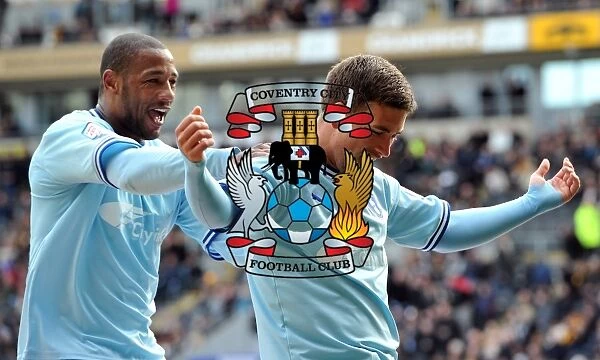 Cody McDonald and Clive Platt: A Celebratory Moment as Coventry City Scores the Second Goal Against Hull City in the Npower Championship (March 31, 2012)