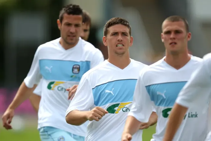 Framed Print : Cody McDonald of Coventry City Gears Up for Pre-Season Friendly Against Bristol Rovers