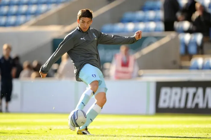Framed Print : Cody McDonald Scores the Winning Goal for Coventry City Against Nottingham Forest in Npower Championship (October 15, 2011, Ricoh Arena)