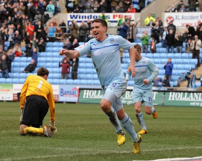 Framed Print : Cody McDonald's Stunner: Coventry City's First Goal in Victory Over Hartlepool United (npower League One, Coventry City v Hartlepool United : Ricoh Arena : 16-03-2013) Framed Print : Cody McDonald's Stunner: Coventry City's First Goal in Victory Over Hartlepool United (npower League One, Coventry City v Hartlepool United : Ricoh Arena : 16-03-2013)