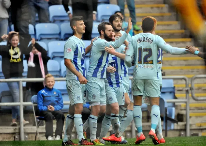 Framed Print : Coventry City Celebrates Second Goal against Peterborough United (Sky Bet League One)