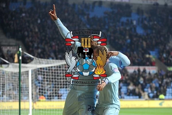 Coventry City: Clive Platt and Gary McSheffrey Celebrate Second Goal Against Southampton (Npower Championship, 05-11-2011, Ricoh Arena)