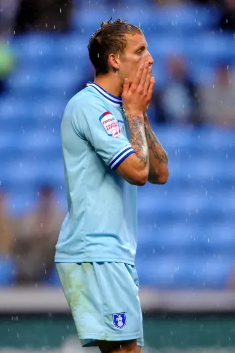 Framed Print : Coventry City FC: Carl Baker Regrets Missed Opportunity Against Derby County in Npower Championship (10-09-2011) Framed Print : Coventry City FC: Carl Baker Regrets Missed Opportunity Against Derby County in Npower Championship (10-09-2011)