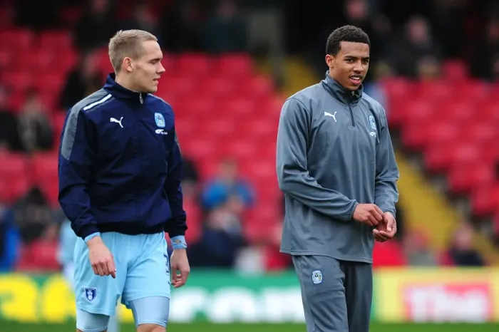 Framed Print : Coventry City FC: Chris Hussey and Cyrus Christie Warming Up Ahead of Npower Championship Clash against Watford (17-03-2012) Framed Print : Coventry City FC: Chris Hussey and Cyrus Christie Warming Up Ahead of Npower Championship Clash against Watford (17-03-2012)