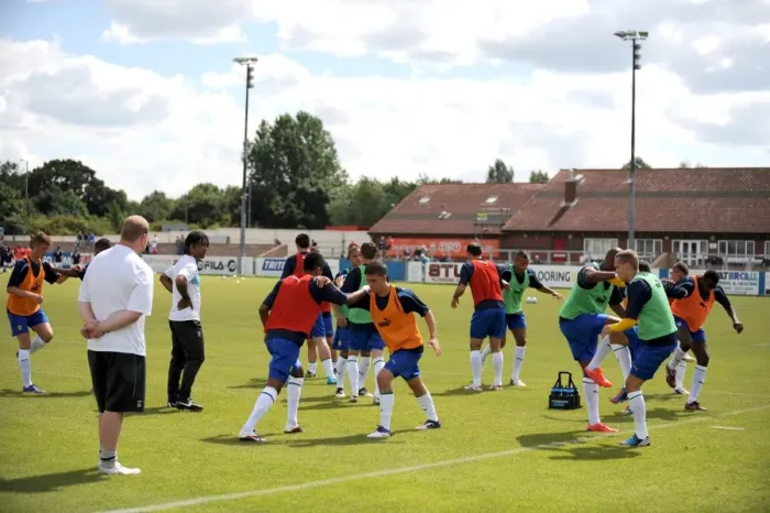 Framed Print : Coventry City FC: Coach Richard Shaw Conducts Pre-Season Training at Nuneaton Town's Liberty Way Stadium