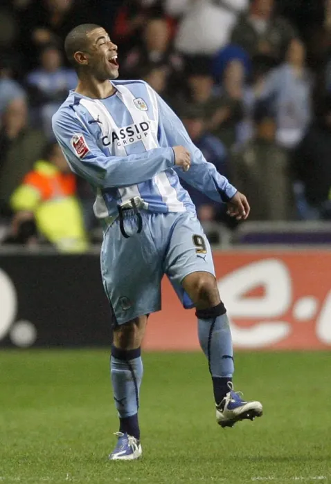 Framed Print : Coventry City FC Advances to FA Cup Quarter-Finals: Leon Best Celebrates Upset Over Blackburn Rovers Framed Print : Coventry City FC Advances to FA Cup Quarter-Finals: Leon Best Celebrates Upset Over Blackburn Rovers