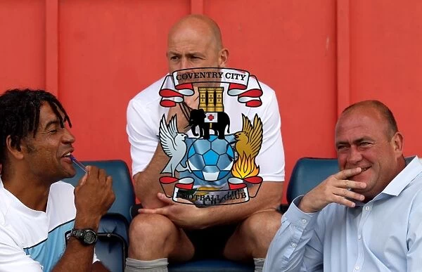 Coventry City FC: Andy Thorn and Coaches Shaw and Carsley at Pre-Season Friendly against Hinckley United