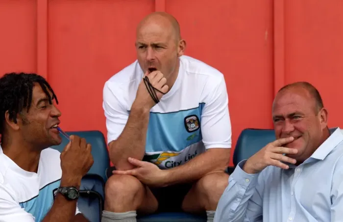 Framed Print : Coventry City FC: Andy Thorn and Coaches Shaw and Carsley at Pre-Season Friendly against Hinckley United Framed Print : Coventry City FC: Andy Thorn and Coaches Shaw and Carsley at Pre-Season Friendly against Hinckley United