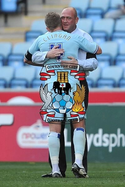 Coventry City FC: Andy Thorn and Sammy Clingan Celebrate Championship Victory over Nottingham Forest at Ricoh Arena