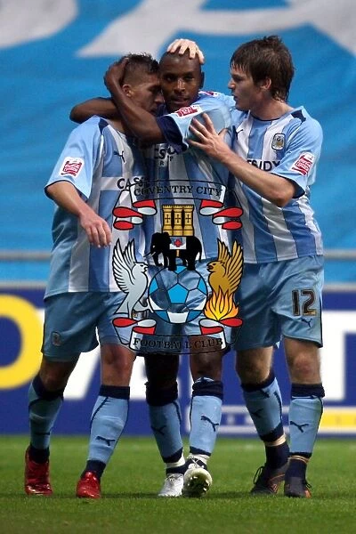 Coventry City FC: Clinton Morrison's Triumphant Carling Cup Celebration with Freddy Eastwood and Aron Gunnarsson (vs Aldershot Town, Round 1, 2008)