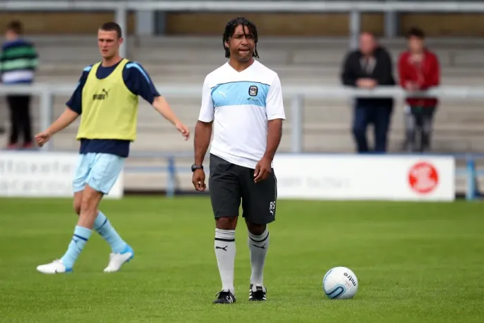 Framed Print : Coventry City FC: Coach Richard Shaw at Pre-Season Friendly Training with Hinckley United at De Montfort Park