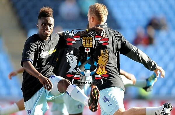 Coventry City FC: One Community - Gael Bigirimana and Sammy Clingan Warm Up in Unity T-shirts (vs Burnley, Championship 2011)