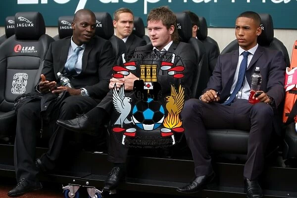 Coventry City FC: Isaac Osbourne, Aron Gunnarsson, and Jordan Clarke on the Bench during Coventry City vs Portsmouth in the Npower Football League Championship at Ricoh Arena (2010)