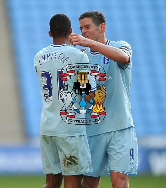 Coventry City FC: Lukas Jutkiewicz and Cyrus Christie Celebrate Championship Victory over Nottingham Forest (15-10-2011)