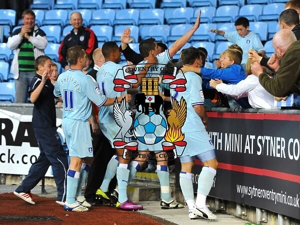 Coventry City FC: Lukas Jutkiewicz Scores Second Goal, Celebrates with Fans and Team (27-09-2011 vs Blackpool, Ricoh Arena)