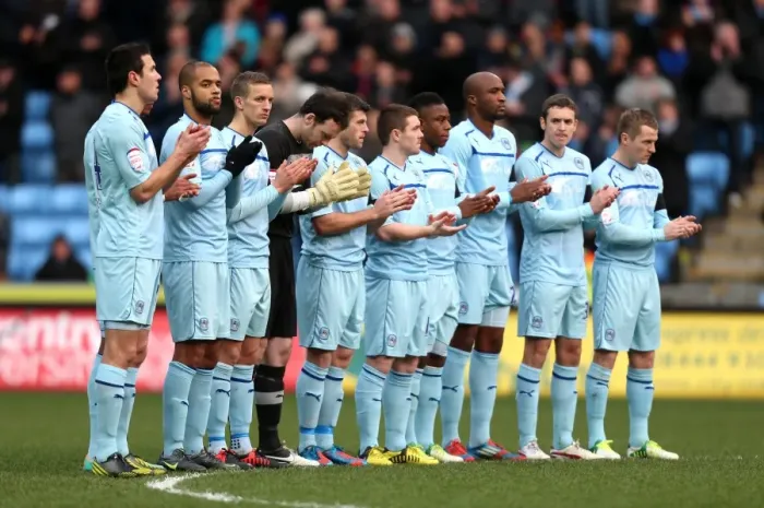Framed Print : Coventry City FC: A Minute's Silence for Michelle Ridley Before Npower League One Match vs. Shrewsbury Town (January 1, 2013 - Ricoh Arena)