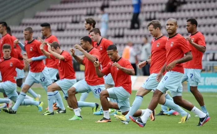 Framed Print : Coventry City FC: Pre-Match Training at Sixfields Stadium before Sky Bet League One Clash vs. Bristol City Framed Print : Coventry City FC: Pre-Match Training at Sixfields Stadium before Sky Bet League One Clash vs. Bristol City