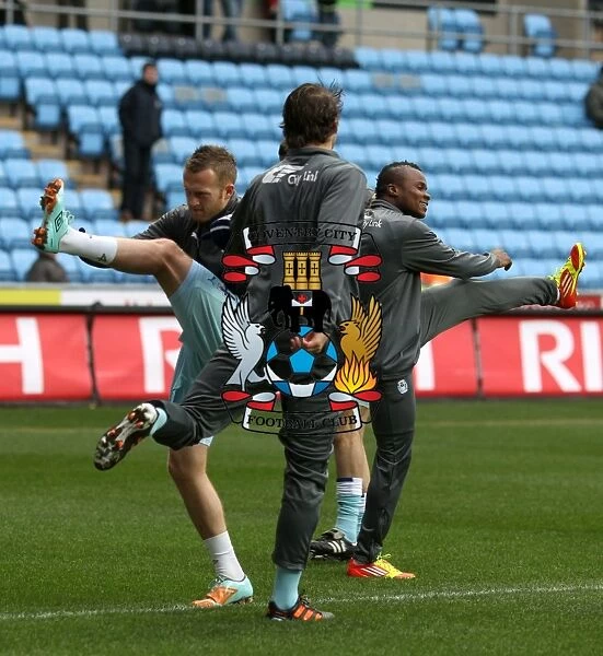 Coventry City FC: Sammy Clingan and Alex Nimely Preparing for Action during Warm-Up at Ricoh Arena vs. Middlesbrough (Npower Football League Championship, 21-01-2012)