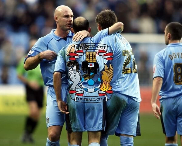 Coventry City FC: Triumphant Moment - Colin Cameron, Robert Page, Darren Currie Celebrate Goal Against Burnley (December 2006)