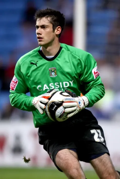 Framed Print : Coventry City FC vs Aldershot Town in Carling Cup Round 1: Daniel Ireland Guarding the Net at Ricoh Arena (August 13, 2008)