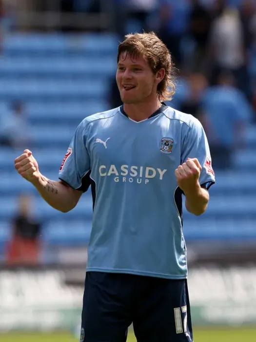 Framed Print : Coventry City FC's Aron Gunnarsson Celebrates Championship Victory over Ipswich Town (09-08-2009)
