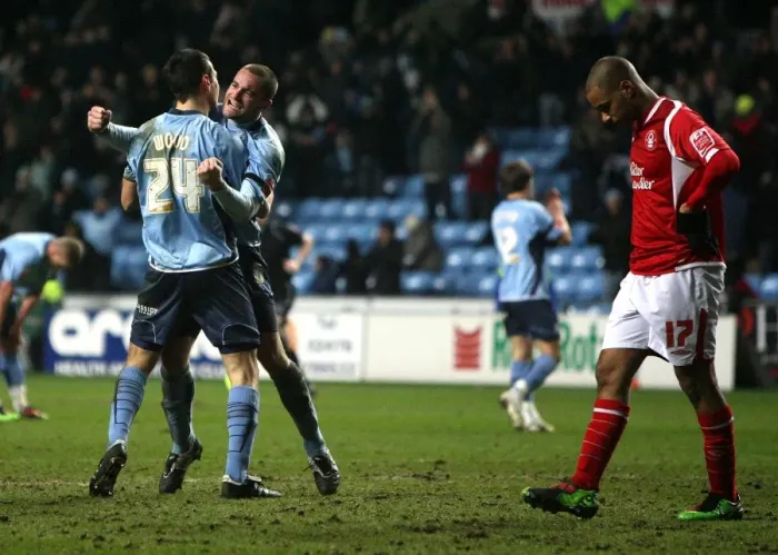 Framed Print : Coventry City FC's James McPake: Celebrating Championship Victory Over Nottingham Forest at Ricoh Arena (09-02-2010) Framed Print : Coventry City FC's James McPake: Celebrating Championship Victory Over Nottingham Forest at Ricoh Arena (09-02-2010)