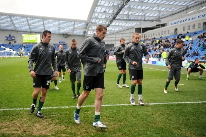 Framed Print : Coventry City Footballers Gear Up for Npower Championship Showdown against Brighton and Hove Albion at AMEX Stadium Framed Print : Coventry City Footballers Gear Up for Npower Championship Showdown against Brighton and Hove Albion at AMEX Stadium
