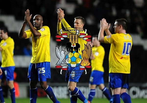 Coventry City Footballers Salute Appreciative Fans after Npower League One Match vs. Milton Keynes Dons