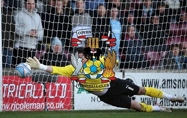 Coventry City Goalkeeper Keiren Westwood Saves at Glanford Park during Coventry City vs Scunthorpe United in Championship (06-12-2009)