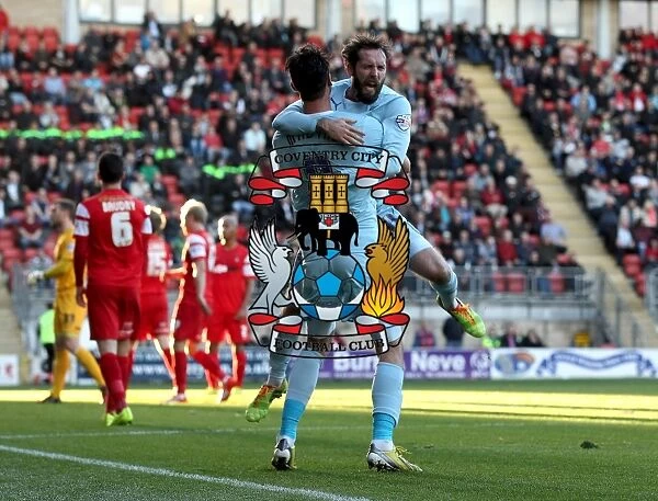 Coventry City: Jim O'Brien and Gary Madine Celebrate Goal in Sky Bet League Championship Match against Leyton Orient