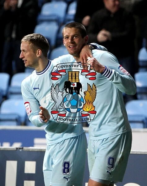 Coventry City: Lukas Jutkiewicz and Carl Baker Celebrate Equalizing Goal Against Cardiff City (November 2011)