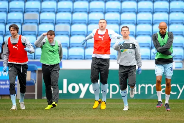 Framed Print : Coventry City Players Gear Up for Doncaster Rovers Showdown at Ricoh Arena Framed Print : Coventry City Players Gear Up for Doncaster Rovers Showdown at Ricoh Arena