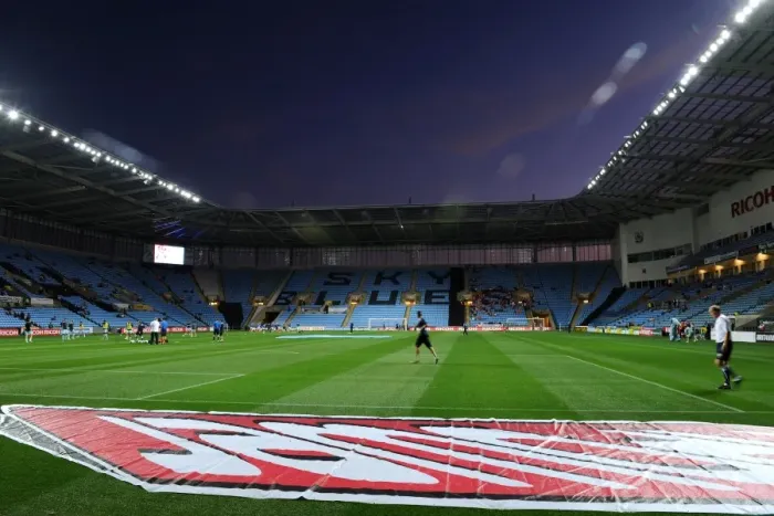 Framed Print : Coventry City vs. Blackpool: Championship Football Match at Ricoh Arena - Sunset Over the Stadium Interior (September 27, 2011) Framed Print : Coventry City vs. Blackpool: Championship Football Match at Ricoh Arena - Sunset Over the Stadium Interior (September 27, 2011)