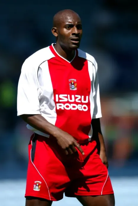 Framed Print : Coventry City vs. Wolverhampton: Dele Adebola in Action - Pre-Season Friendly at Highfield Road (02-08-2003) Framed Print : Coventry City vs. Wolverhampton: Dele Adebola in Action - Pre-Season Friendly at Highfield Road (02-08-2003)