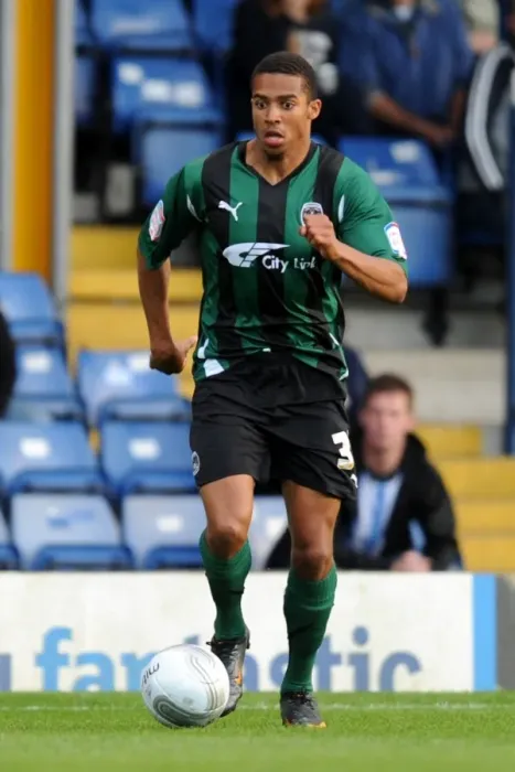 Framed Print : Coventry City vs Bury in Carling Cup Round 1: Cyrus Christie at Gigg Lane (September 8, 2011)
