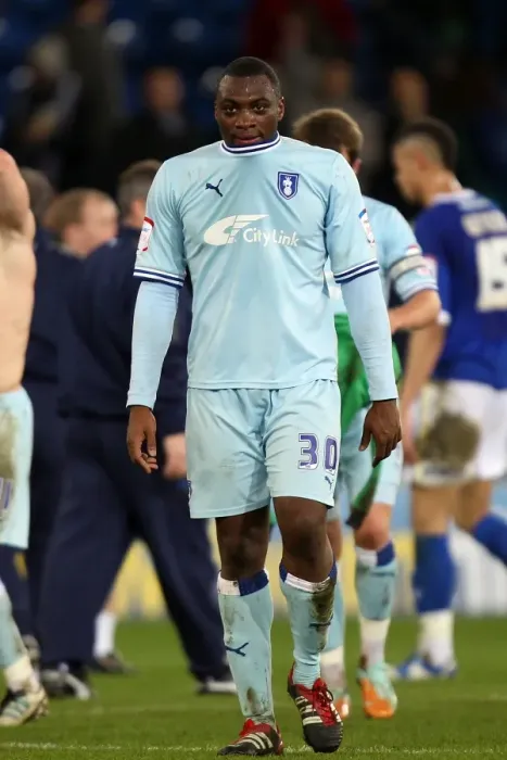 Framed Print : Coventry City vs. Cardiff City: Nathan Cameron Stares Down Opponents at Npower Championship (21-03-2012)