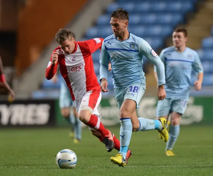 Framed Print : Coventry City vs Crawley Town: Npower League One Clash at Ricoh Arena - James Bailey in Action Framed Print : Coventry City vs Crawley Town: Npower League One Clash at Ricoh Arena - James Bailey in Action
