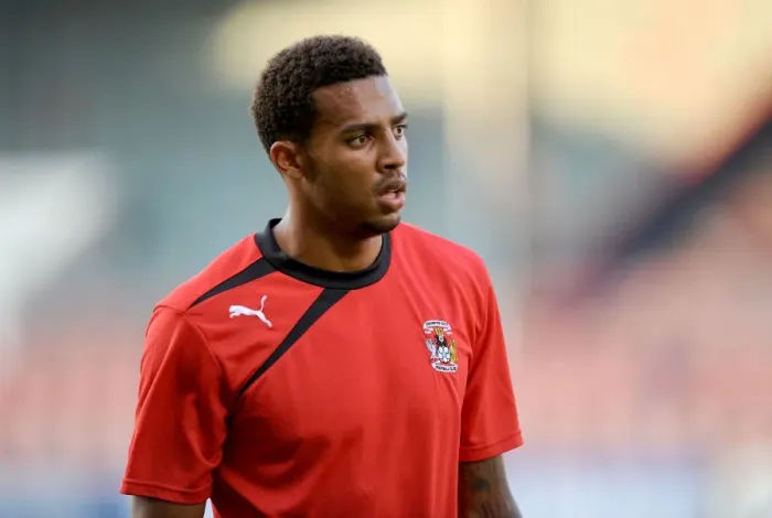 Framed Print : Coventry City vs Leyton Orient: Cyrus Christie in Action - Capital One Cup First Round Showdown at Matchroom Stadium Framed Print : Coventry City vs Leyton Orient: Cyrus Christie in Action - Capital One Cup First Round Showdown at Matchroom Stadium
