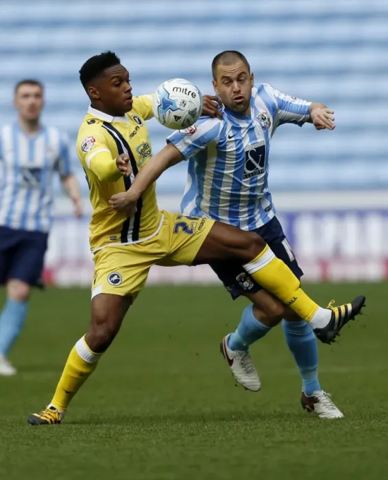 Framed Print : Coventry City vs Millwall: Clash between Joe Cole and Mahrez Roux at Ricoh Arena Framed Print : Coventry City vs Millwall: Clash between Joe Cole and Mahrez Roux at Ricoh Arena