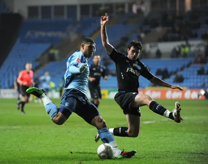 Framed Print : Coventry City vs Portsmouth: FA Cup Third Round Replay Showdown - Leon Best vs Marc Wilson at Ricoh Arena Framed Print : Coventry City vs Portsmouth: FA Cup Third Round Replay Showdown - Leon Best vs Marc Wilson at Ricoh Arena