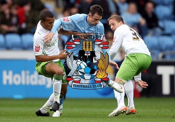 Coventry City vs Reading: Intense Battle for the Ball - McIndoe vs Bertrand and Howard (Championship 2009)