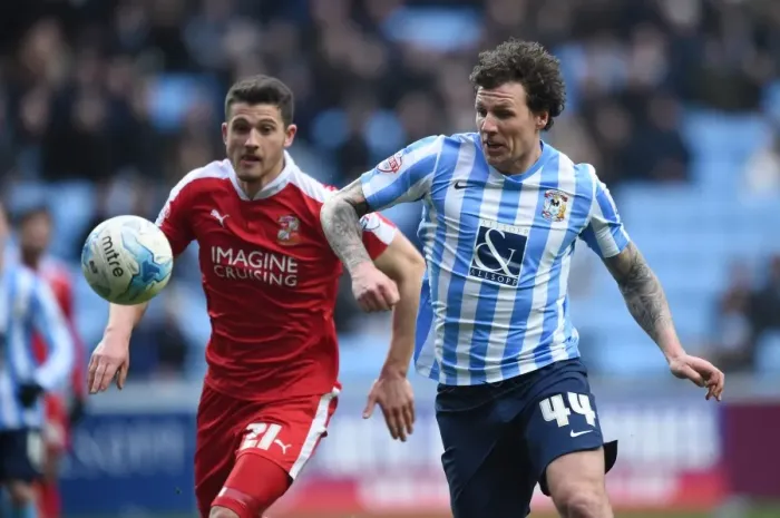Framed Print : Coventry City vs Swindon Town: Darius Henderson vs Jamie Sendles-White - Sky Bet League One Clash at Ricoh Arena Framed Print : Coventry City vs Swindon Town: Darius Henderson vs Jamie Sendles-White - Sky Bet League One Clash at Ricoh Arena