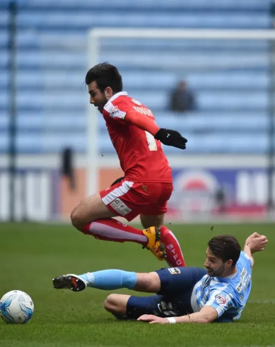 Framed Print : Coventry City vs Swindon Town: A Battle in Sky Bet League One - Michael Doughty vs Aaron Martin Framed Print : Coventry City vs Swindon Town: A Battle in Sky Bet League One - Michael Doughty vs Aaron Martin